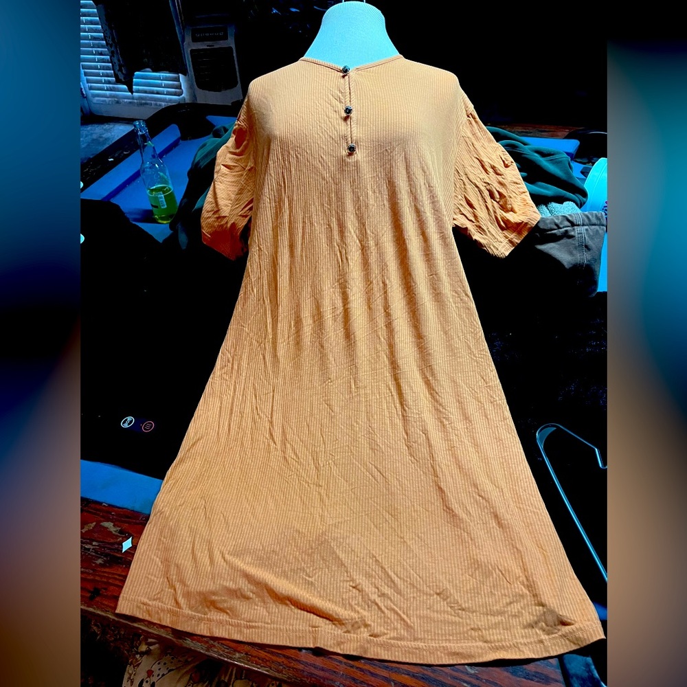 Asimoon Womens Dress Silky with picks and Button embleshed top size large